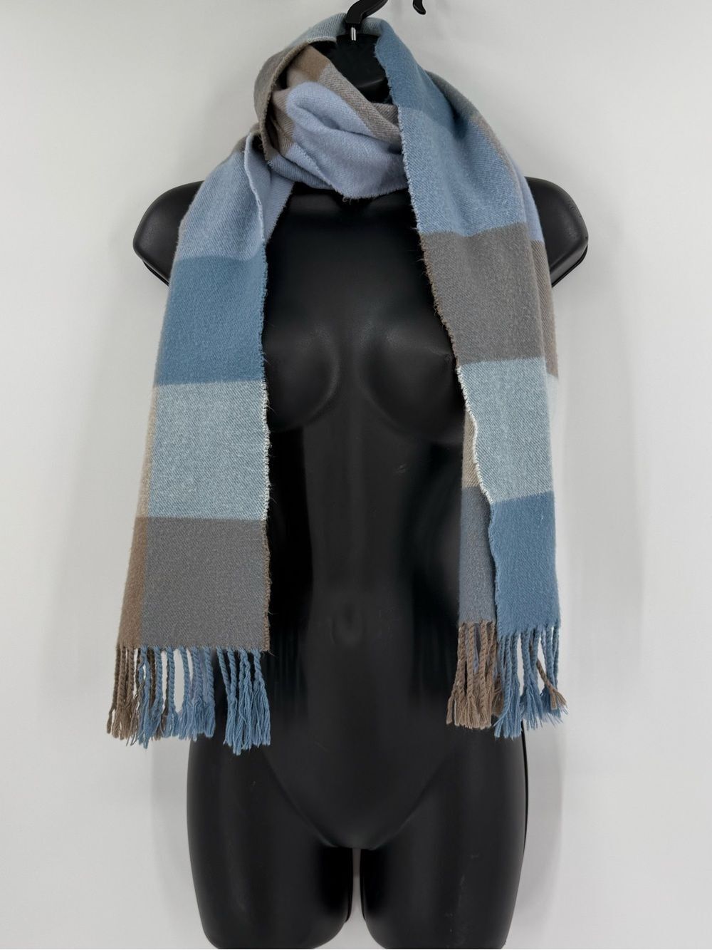 100% Cashmere Hand Tailored Plaid Scarf | Blue Multi | One Size